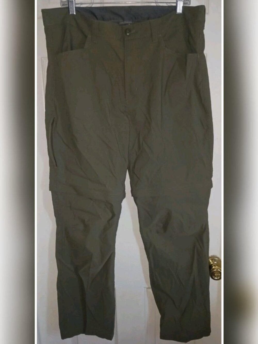 Eddie Bauer Men's Convertible Tech Pants 38×32 Olive Green Hiking Outdoor